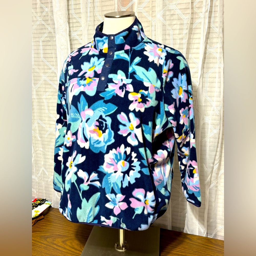 Vera Bradley Navy Floral Fleece Pullover